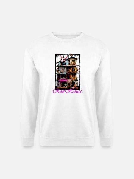 Verspieltes Mäusehaus mit buntem Design Puppen - Unisex Pullover - Weiß