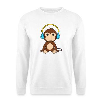 Cute Monkey with Headphones Design - Unisex Sweatshirt - white - Front
