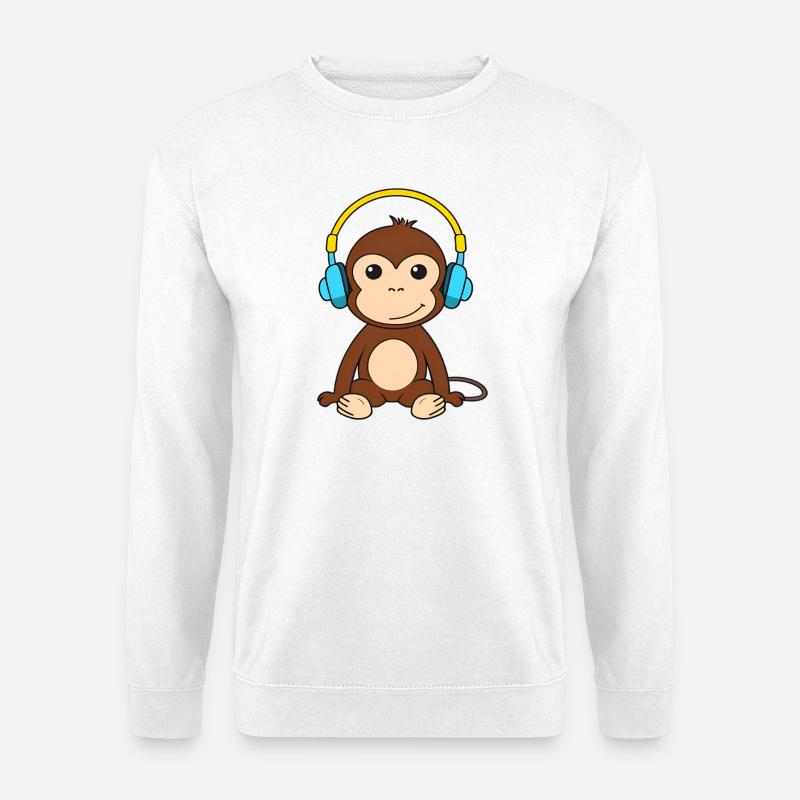 Singe mignon avec conception de casque - Sweat-shirt Unisexe - blanc
