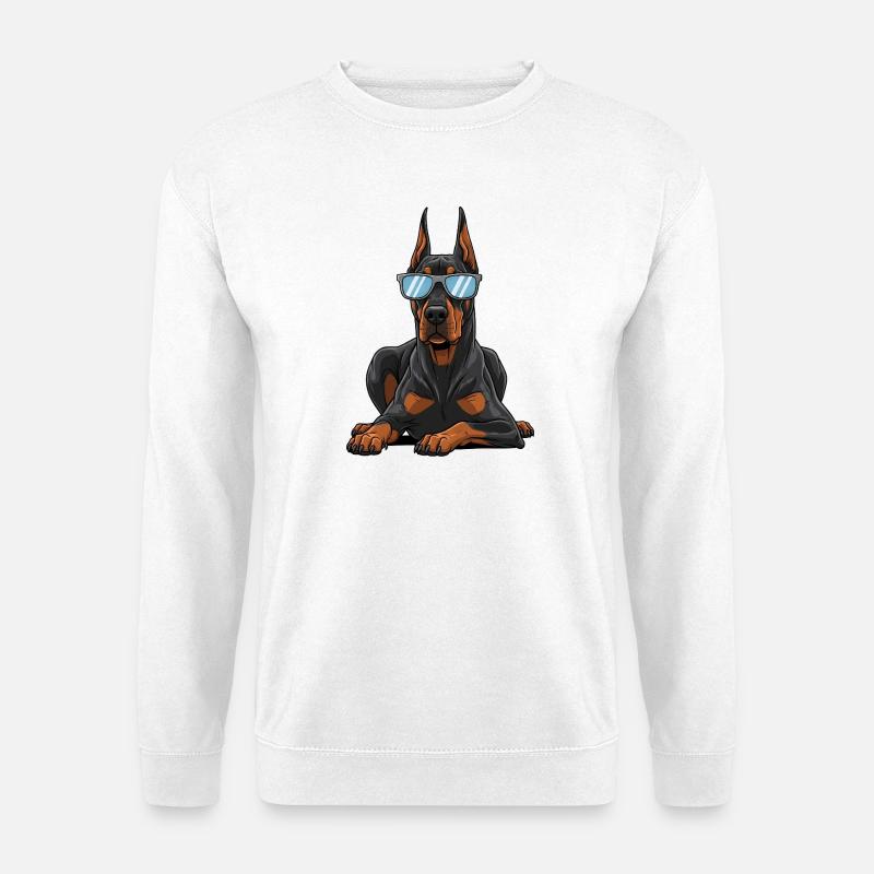Dobermann liegend Portrait für Hundebesitzer - Unisex Pullover - Weiß