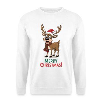 Rentier Weihnachtspullover lustig süß niedlich - Unisex Pullover - Weiß - Vorne