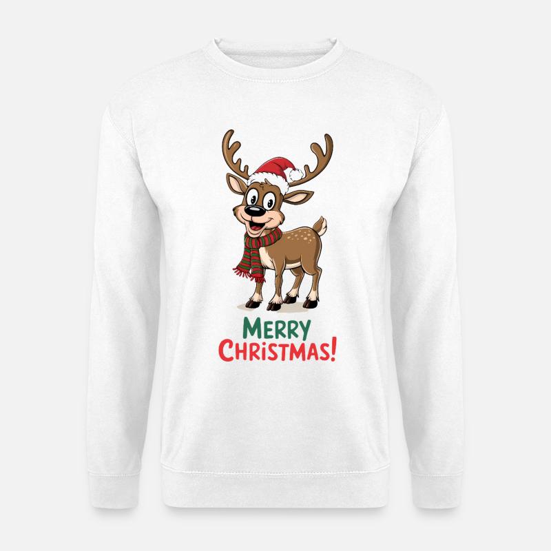 Rentier Weihnachtspullover lustig süß niedlich - Unisex Pullover - Weiß