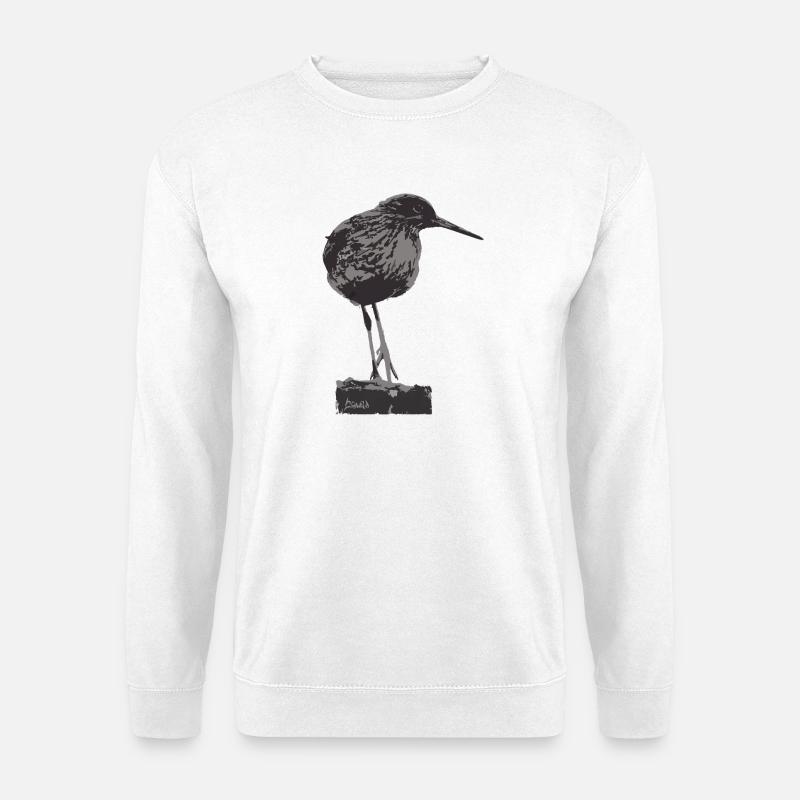 Rotschenkel - Monochrome Vogel Silhouette - Unisex Pullover - Weiß