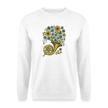 Blumen Waldhorn Blumenstrauß Illustration - Unisex Pullover - Weiß - Vorne