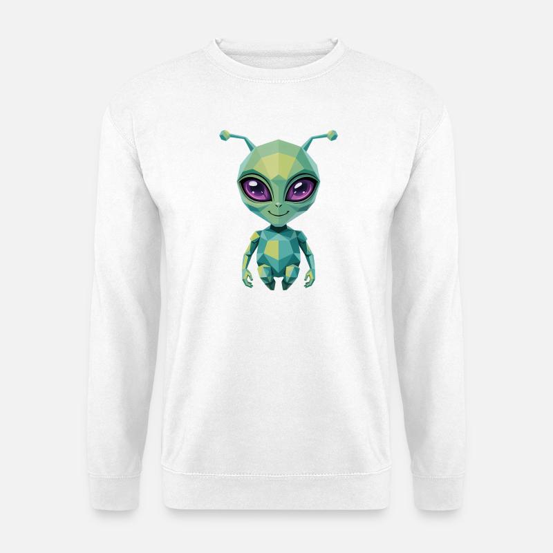 Alien - Cool Low Poly  Logo - Sweat-shirt Unisexe - blanc