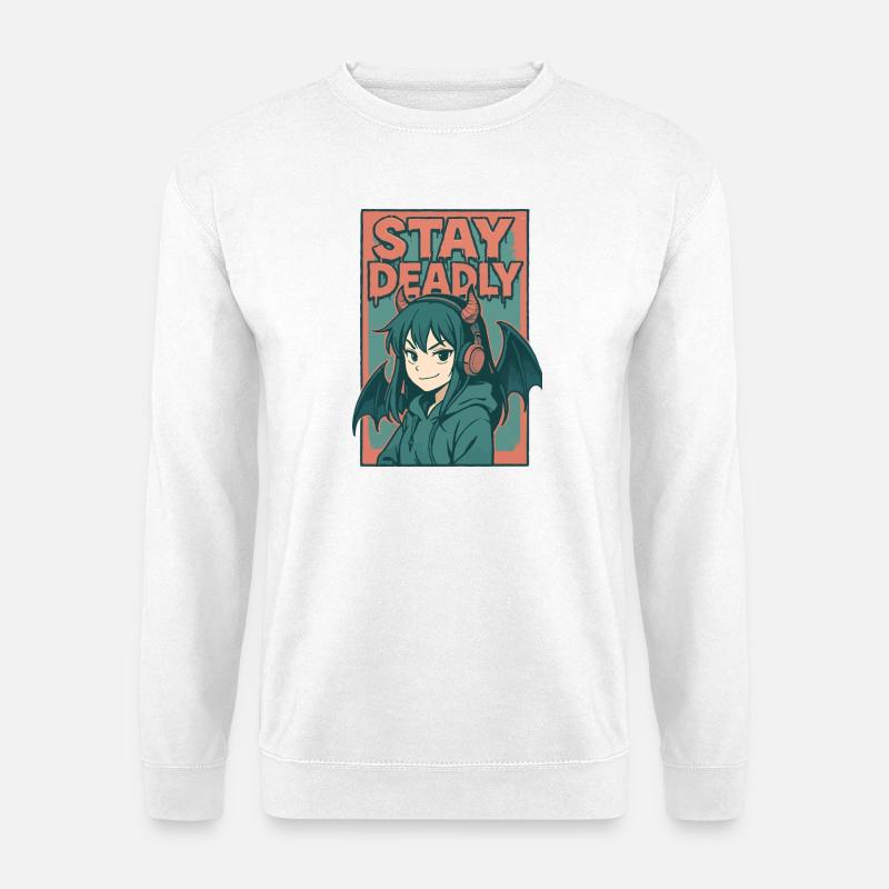 Bleib tödlich Dämonenmädchen Kunst - Unisex Pullover - Weiß