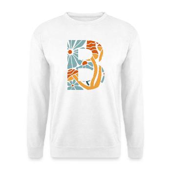 Buchstabe b groovige Blumen Geschenkidee - Unisex Pullover - Weiß - Vorne