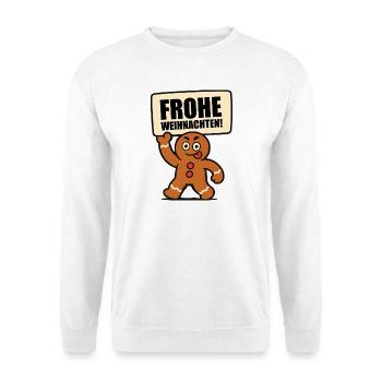 Lebkuchenmann Frohe Weihnachten  - Unisex Pullover - Weiß - Vorne
