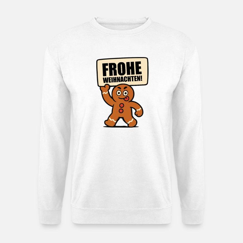 Lebkuchenmann Frohe Weihnachten  - Unisex Pullover - Weiß