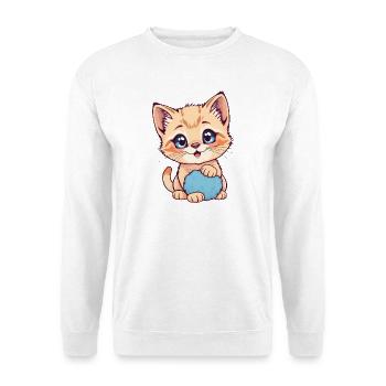 Kitten with blue fluffy ball - Unisex Sweatshirt - white - Front