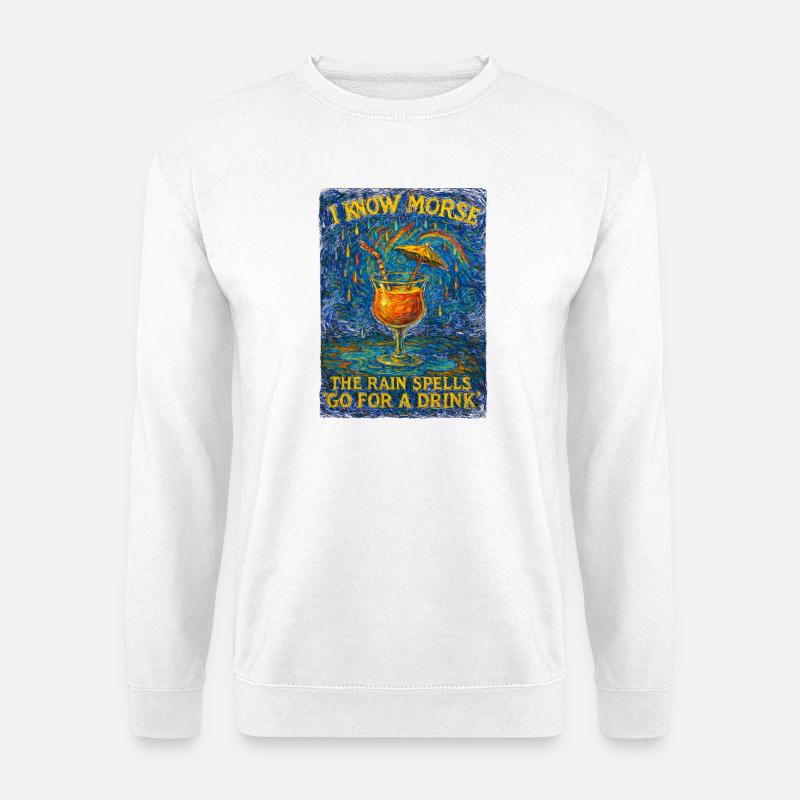Rainy Morse Cocktail-Kunst - Unisex Pullover - Weiß