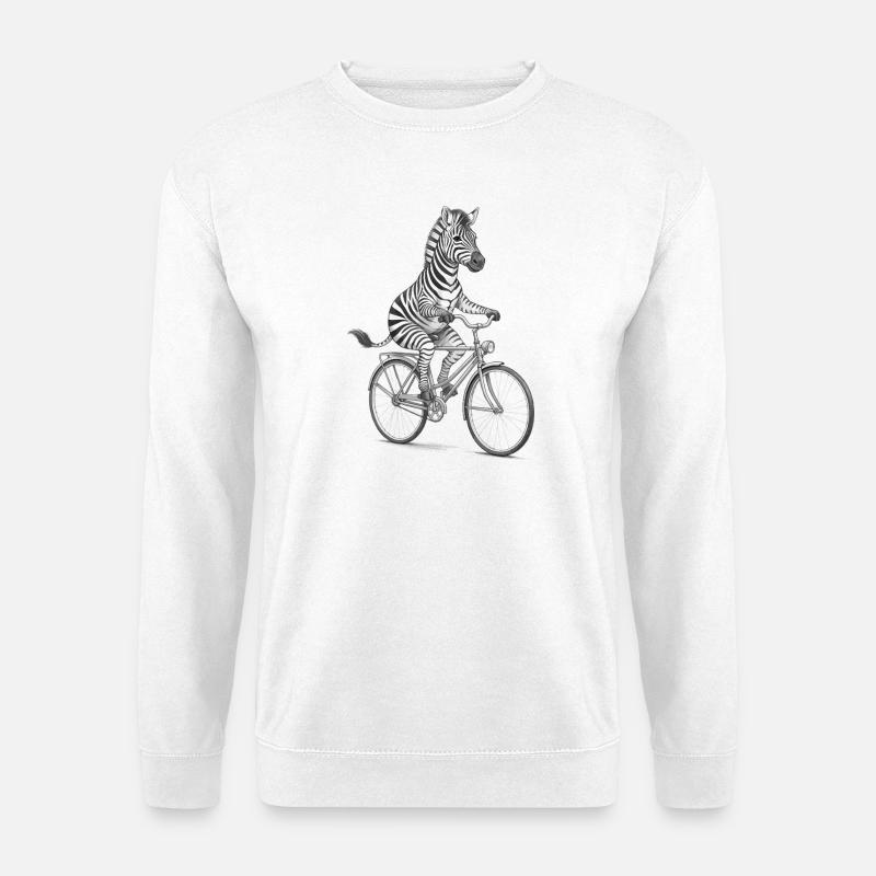 Zebra-Radfahrer auf dem Fahrrad - Unisex Pullover - Weiß