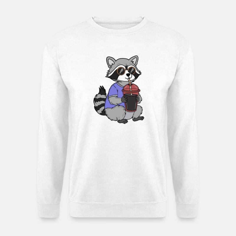 Gekühlter Waschbär mit Sonnenbrille - Unisex Pullover - Weiß