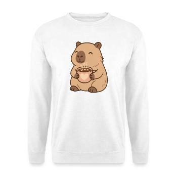 Capybara mit Kakao – Süßes Cozy Herzmotiv - Unisex Pullover - Weiß - Vorne