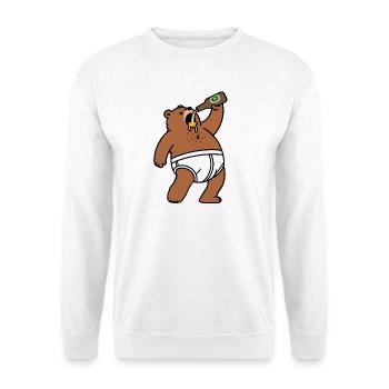 Betrunken Bär trinkt Bier Berlin Flasche Party - Unisex Pullover - Weiß - Vorne