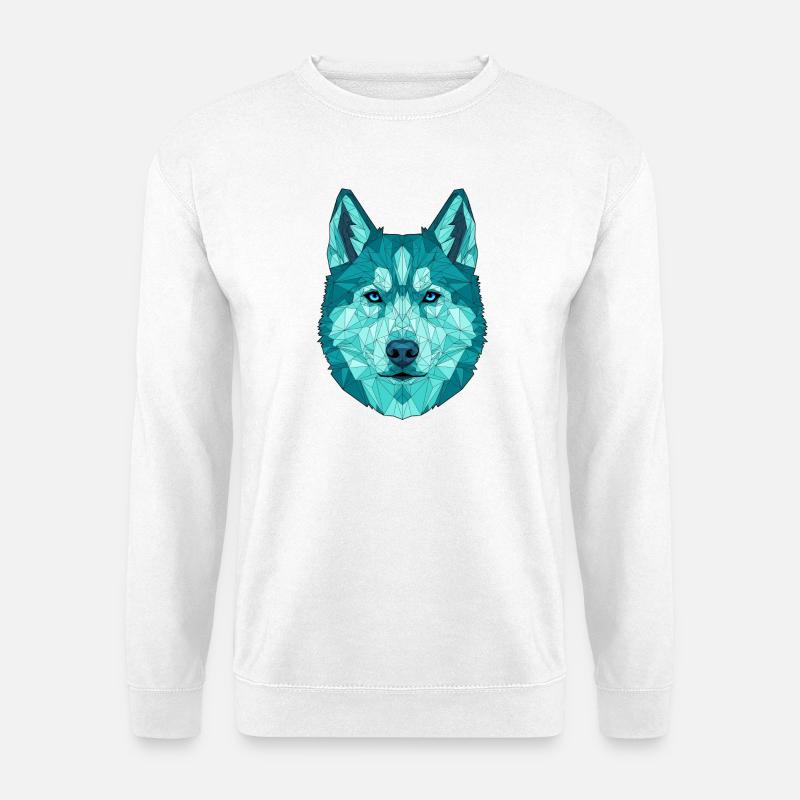 Geometrisch Wolf - Unisex Pullover - Weiß