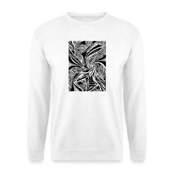 Schwarz-Weiß Abstraktes Design Nr. 3 - Unisex Pullover - Weiß - Vorne