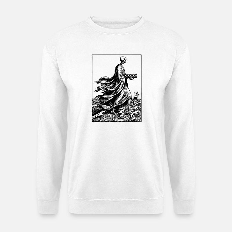 skeleton plays chess - Unisex Sweatshirt - white