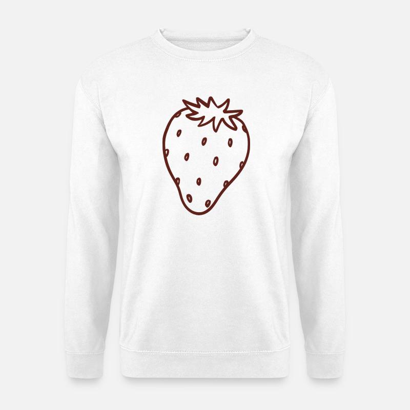 Erdbeer-Linienkunst - Unisex Pullover - Weiß