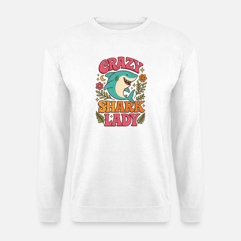 Verrückte Hai-Dame - Unisex Pullover - Weiß