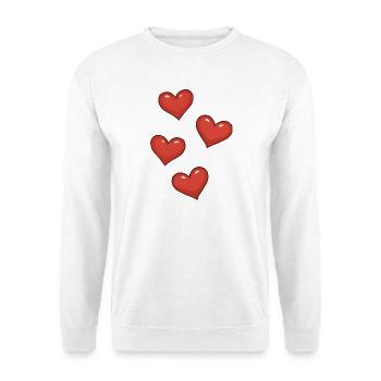 Trois Cœurs Rouges - Sweat-shirt Unisexe - blanc - Devant