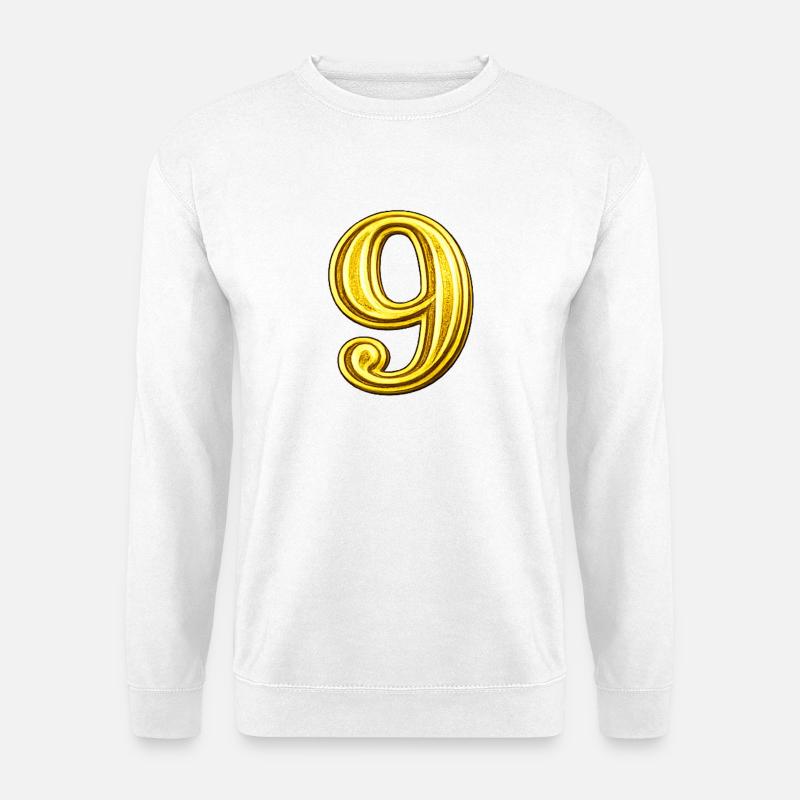 Gylden ni-cifret Exquisite - Unisex sweater - hvid