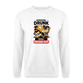 Sunset Pug Lounging Beer Tee - Unisex Sweatshirt - white - Front