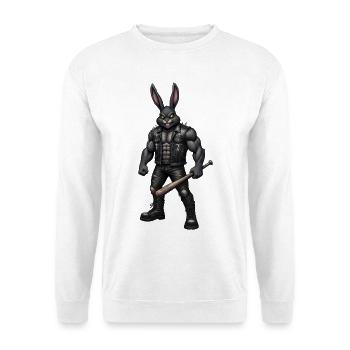 Heavy Metal Osterhase Rocker Ostern Hardcore Hase - Unisex Pullover - Weiß - Vorne
