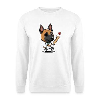 German Shepherd Cricket Cartoon Player - Unisex Sweatshirt - white - Front