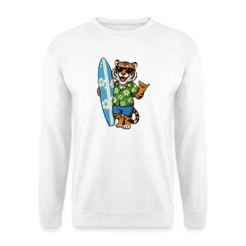 Tigre des surfs en chemise hawaïenne - Sweat-shirt Unisexe - blanc - Devant