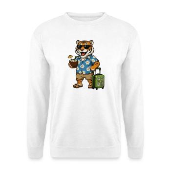 Tigre en chemise hawaïenne sur la plage - Sweat-shirt Unisexe - blanc - Devant