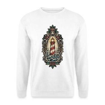 Phare Maritime Bouteille Tatouage Retro Mer - Sweat-shirt Unisexe - blanc - Devant