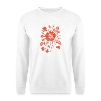 Wildrosen Gotische Blumen - Unisex Pullover - Weiß - Vorne - Alina (178cm) & Michal (187cm)