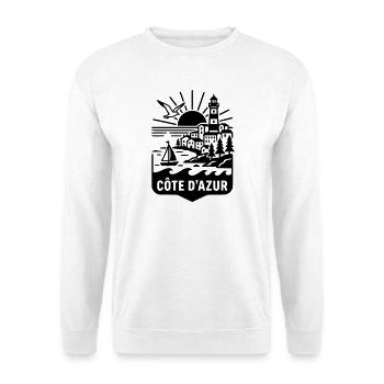 Côte d'Azur Silhouette Meer & Leuchtturm - Unisex Pullover - Weiß - Vorne