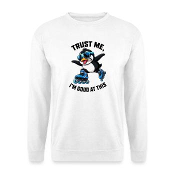 Cooler Pinguin Inline Skater Lustig Comic - Unisex Pullover - Weiß - Vorne