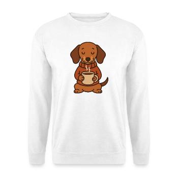 Cute Dachshund with Coffee – Coffee Lover - Unisex Sweatshirt - white - Front