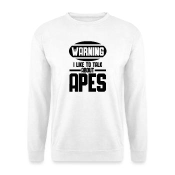 Affen Fan – Lustiger Spruch - Unisex Pullover - Weiß - Vorne - Alina (178cm) & Michal (187cm)