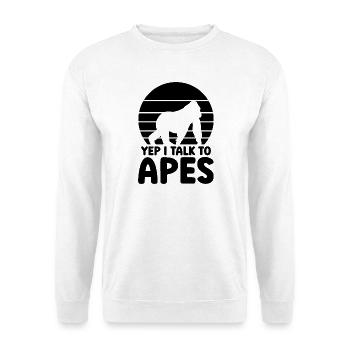 Affe Silhouette Humor - Unisex Pullover - Weiß - Vorne - Alina (178cm) & Michal (187cm)