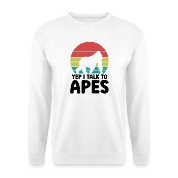 Affe Retro Spruch - Unisex Pullover - Weiß - Vorne - Alina (178cm) & Michal (187cm)