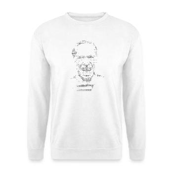 Charles Bukowski-Porträt ASCII - Unisex Pullover - Weiß - Vorne - Alina (178cm) & Michal (187cm)