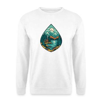 Waldsee Hüttenlandschaft - Unisex Pullover - Weiß - Vorne - Alina (178cm) & Michal (187cm)