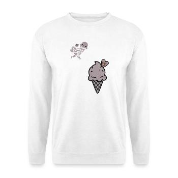 Schoko Eiswaffel Herz Icon - Unisex Pullover - Weiß - Vorne - Alina (178cm) & Michal (187cm)