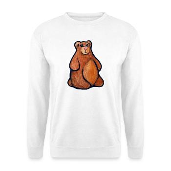 Kuschelbär-Aquarell - Unisex Pullover - Weiß - Vorne - Alina (178cm) & Michal (187cm)