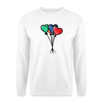 Aquarell-Herzballons-Trio - Unisex Pullover - Weiß - Vorne - Alina (178cm) & Michal (187cm)