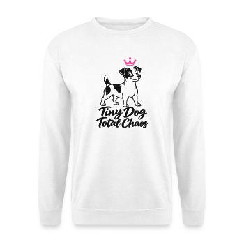 Jack Russell Tiny Dog Total Chaos - Unisex Pullover - Weiß - Vorne - Alina (178cm) & Michal (187cm)