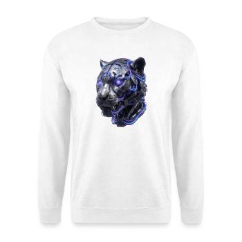 Neon-Tiger Kopf - Unisex Pullover - Weiß - Vorne - Alina (178cm) & Michal (187cm)