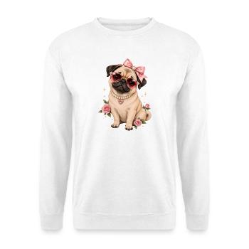 Mops Hund süßer Mops niedlicher Mops - Unisex Pullover - Weiß - Vorne - Alina (178cm) & Michal (187cm)
