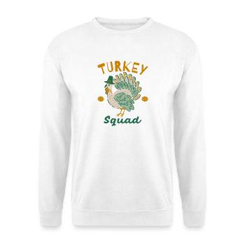 Turkey Squad Herbstdesign - Unisex Pullover - Weiß - Vorne - Alina (178cm) & Michal (187cm)
