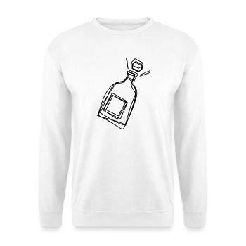 Sektflasche handgezeichnet - Unisex Pullover - Weiß - Vorne - Alina (178cm) & Michal (187cm)