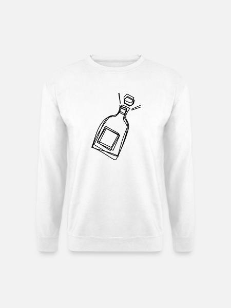 Sektflasche handgezeichnet - Unisex Pullover - Weiß